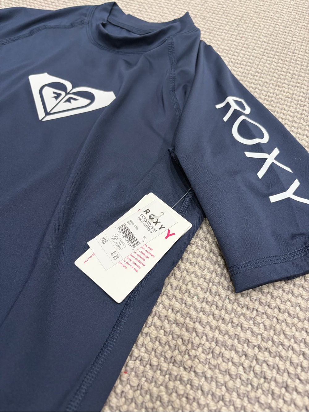 NWT Roxy Women's Navy Short-Sleeve Rash Guard - Picture 2 of 3